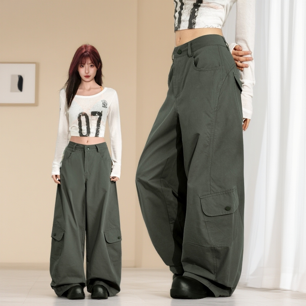 （现货+运险）阔腿秋冬季长裤工装裤高腰休闲裤百搭宽松性感裤