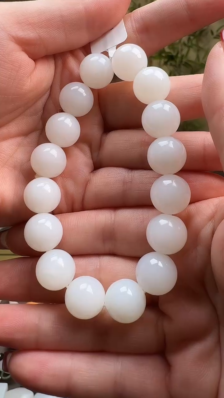 【闪购商品】和田玉手串未镶嵌0757白玉手串13mm