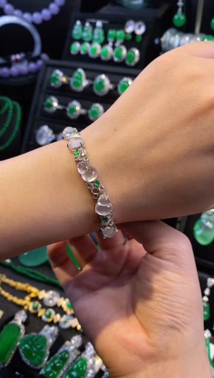 18K金镶嵌翡翠手链葫芦手链5250503