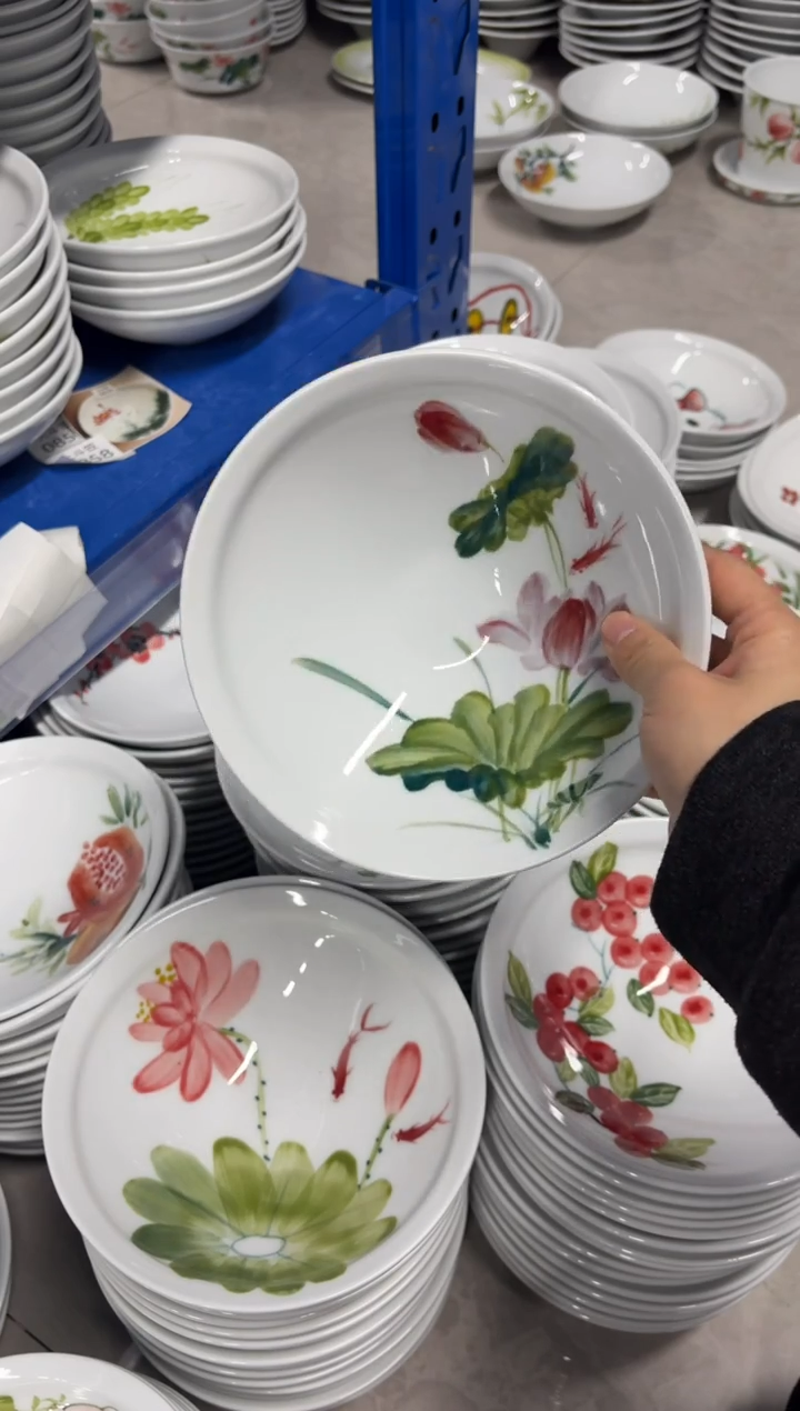 景德镇高温陶瓷食品级手绘釉中彩-大斗笠碗