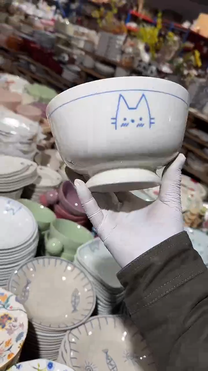 陶瓷猫咪面碗微瑕 凑满20元包邮