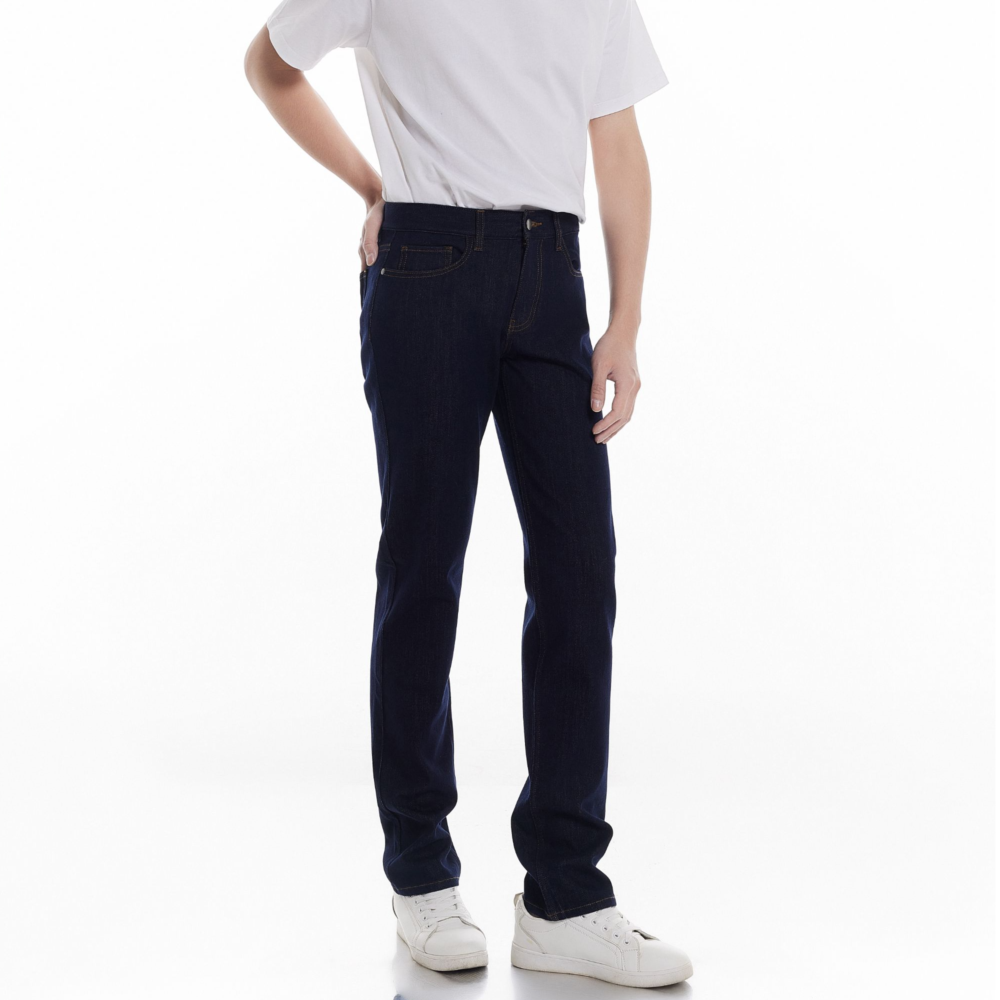 360完美弹春秋高端轻奢防褪色不易鼓包男式原浆直筒牛仔裤MA044