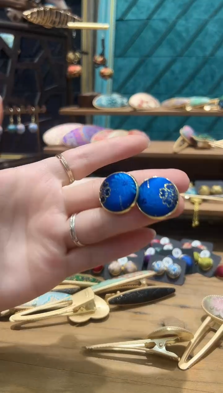 【闪购商品】【孤品车2.17】蓝色织金大耳钉孤品2号