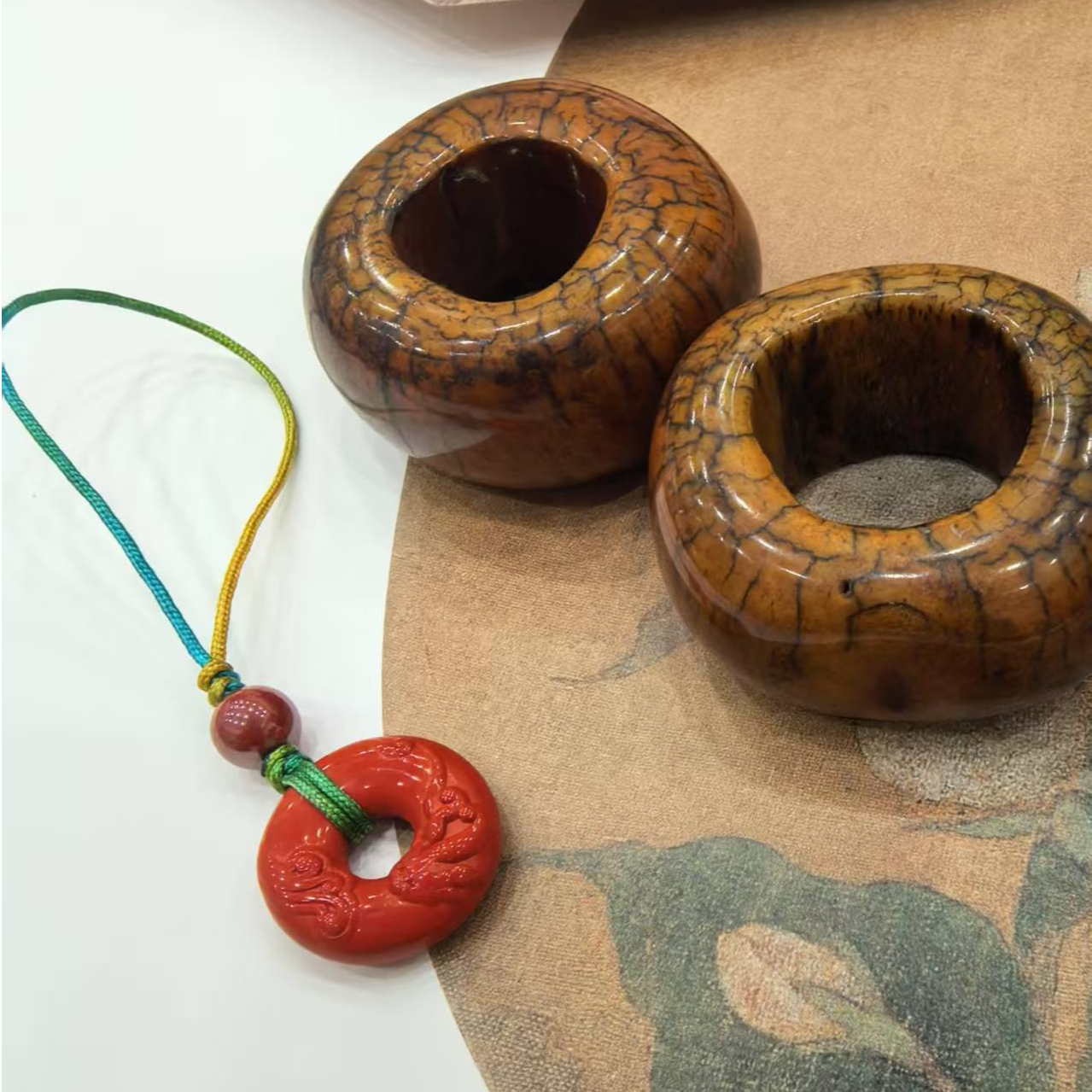 含辰砂工艺品（扳指）朱砂包挂CS多样性发一