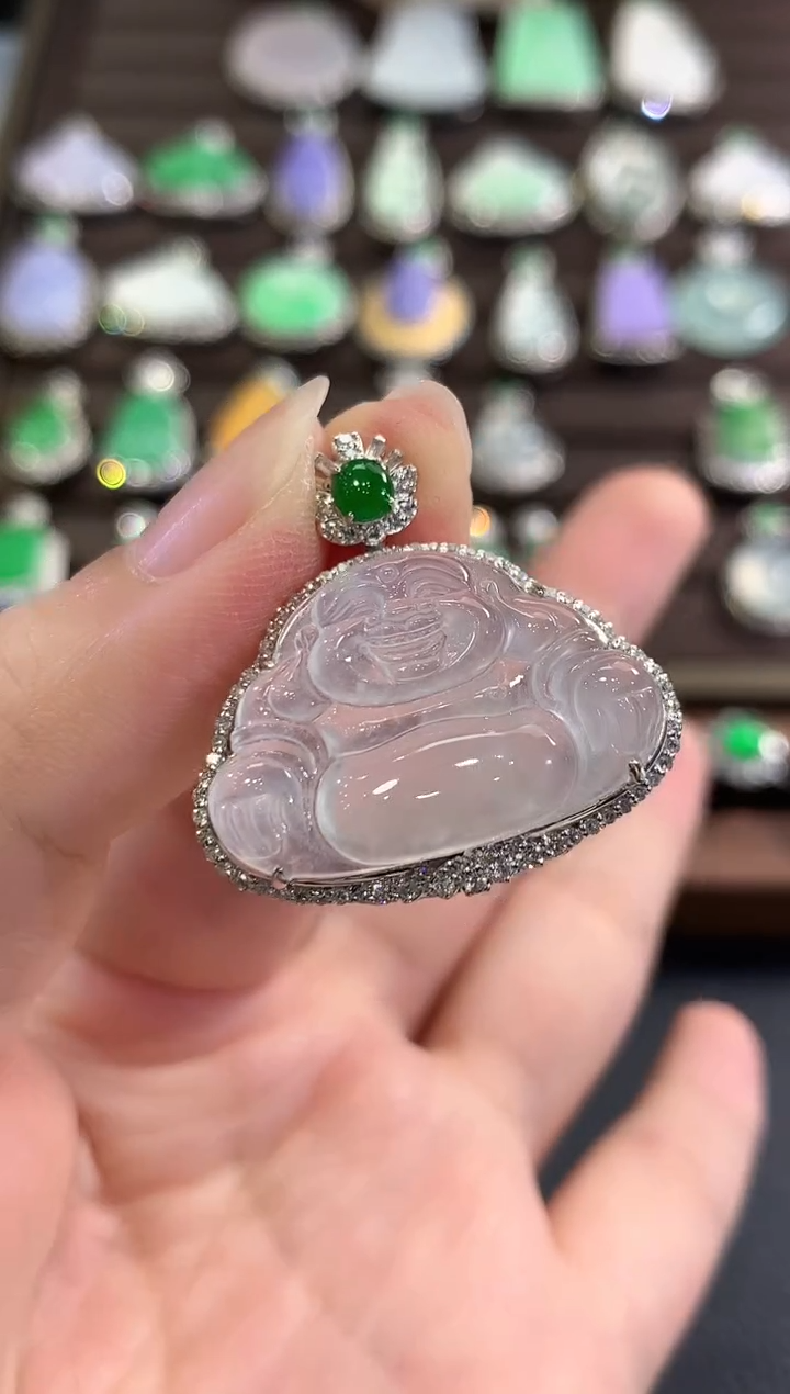 吊坠(不含链)18K金镶嵌翡翠b174 