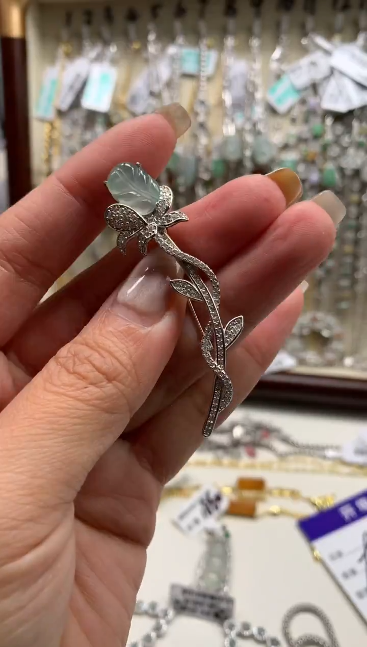 银S925镶嵌戒指翡翠吊坠7