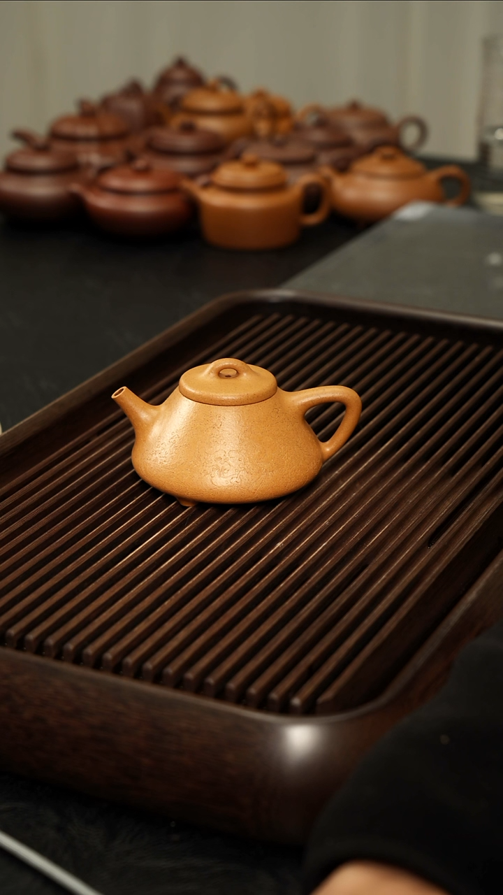 茶壶紫砂老宕口黄金段鱼龙图