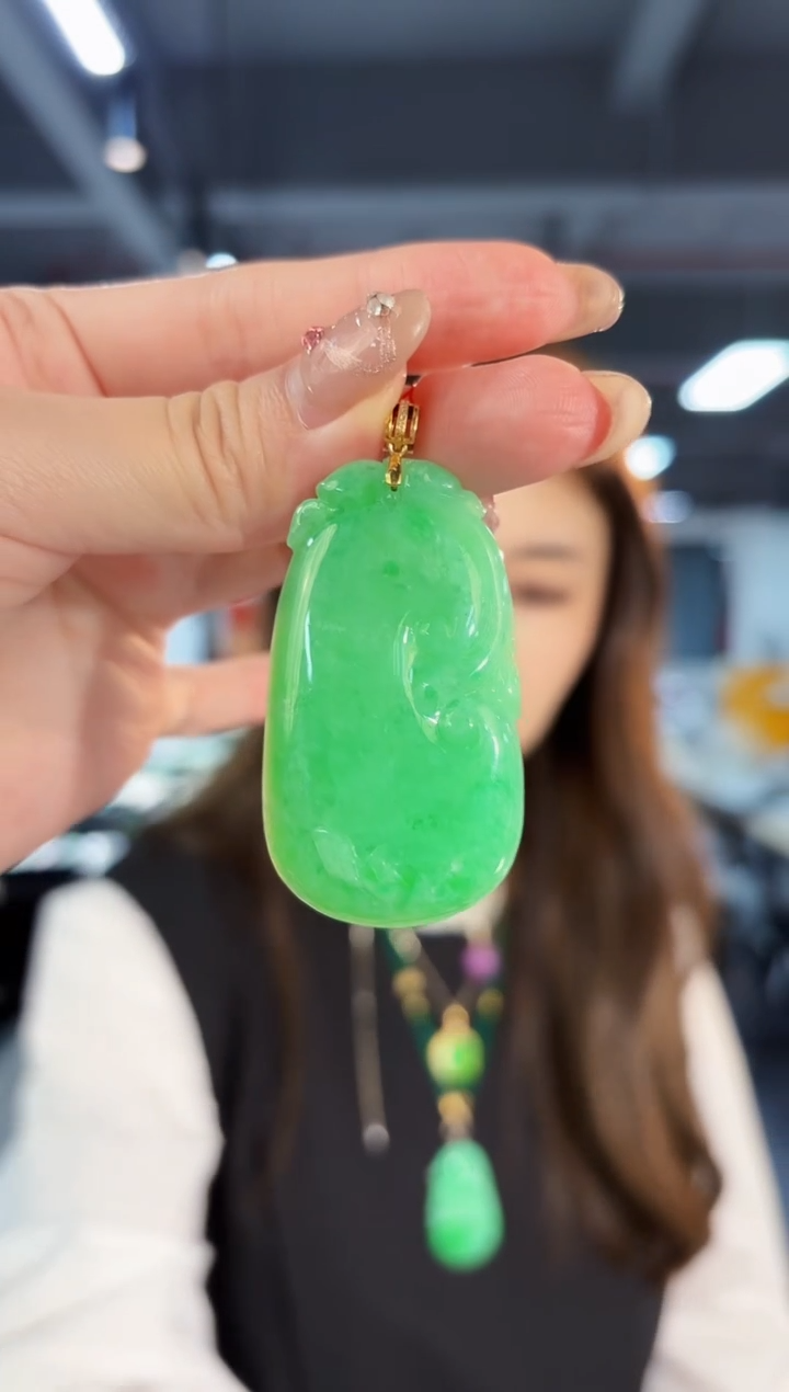 【闪购商品】翡翠颈饰18K金镶嵌缅料A货/支持复检/一件