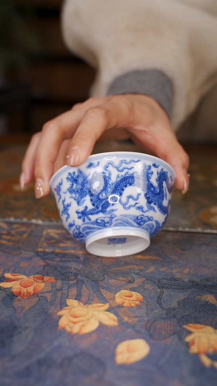 【闪购商品】杯望月怀古龙纹内膜印敦式杯