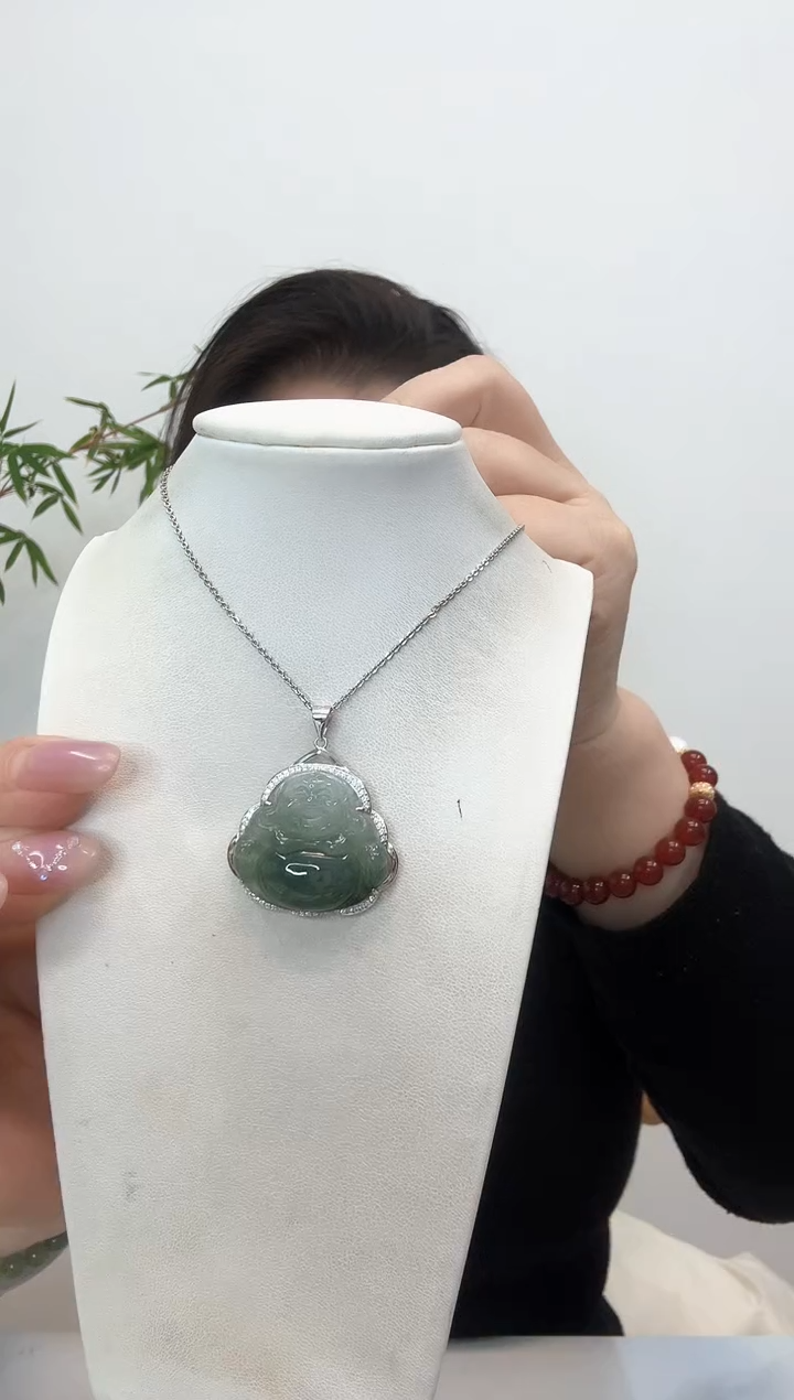 【闪购商品】翡翠吊坠(赠链)银S925镶嵌小佛