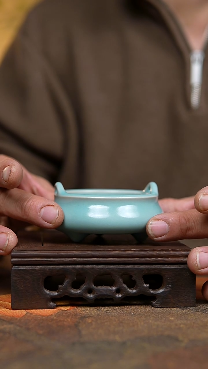 炉仿古天青精工小宣德炉微瑕