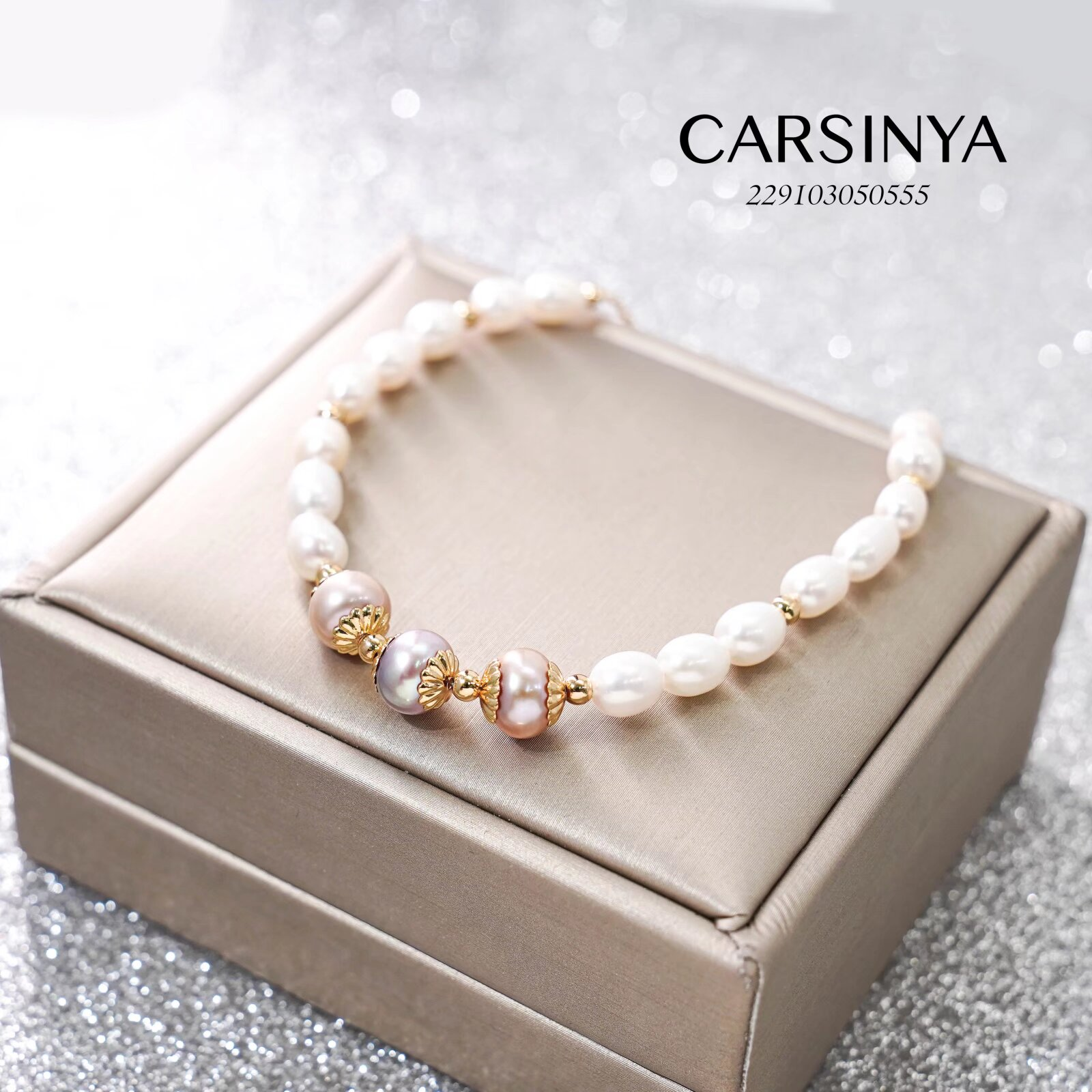 合金项链 【Carsinya卡思亚】三色珍珠可调节手链 229103050555