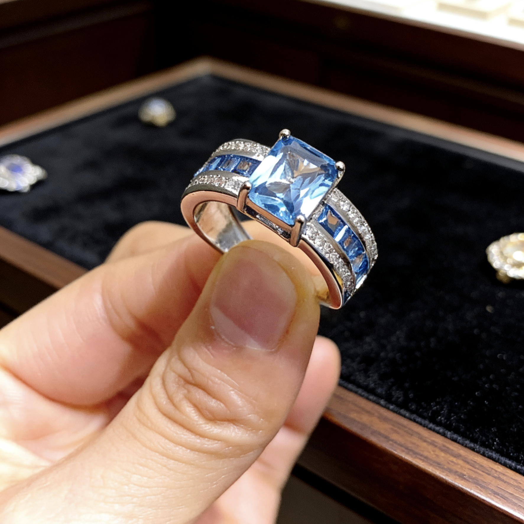 合金合成锆石戒指 铜合金合成锆石戒指 爆款轻奢时尚开口戒指8821