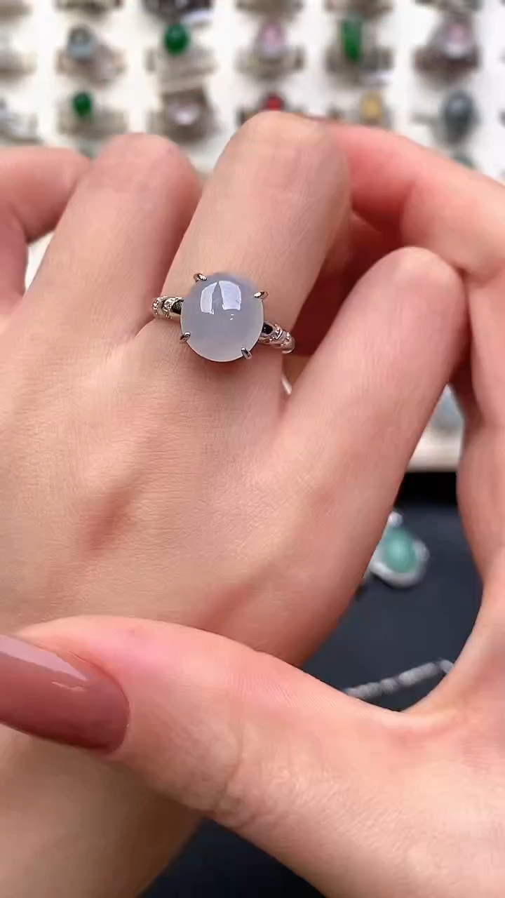 银S925镶嵌戒指翡翠...