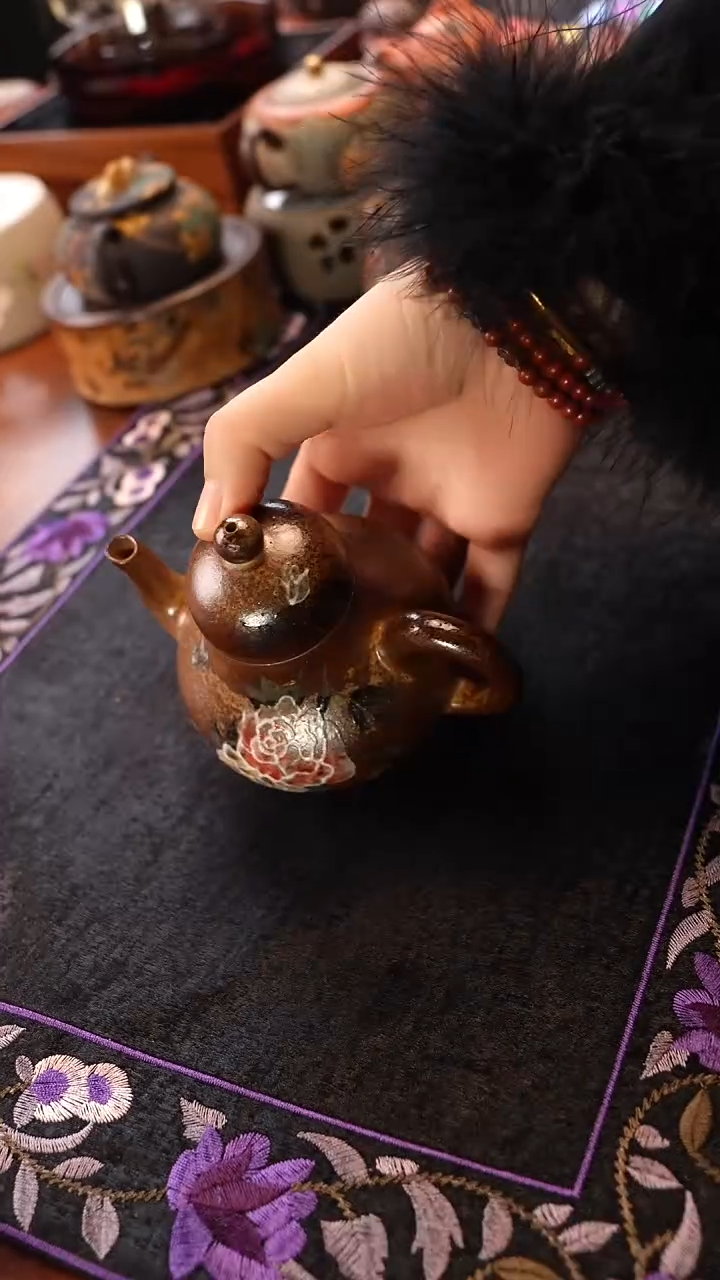 茶壶紫砂柴烧牡丹西施