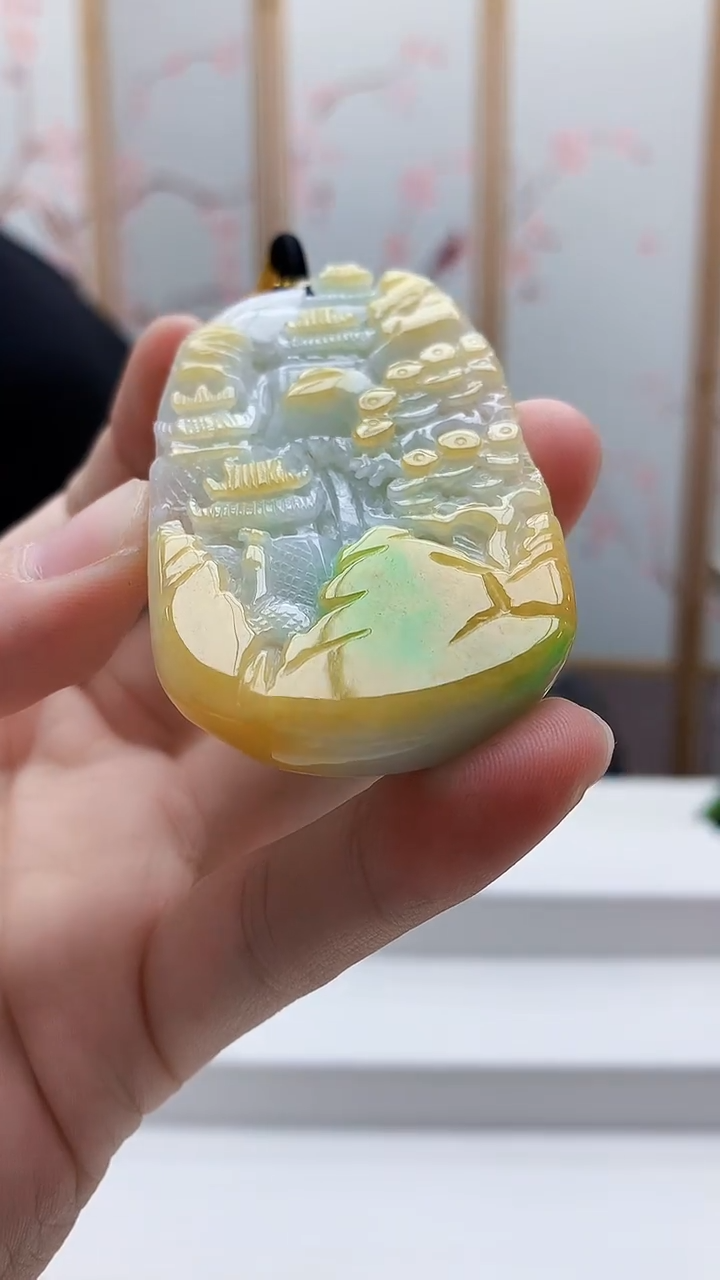 未镶嵌定制翡翠5060bb-毛货挂件85