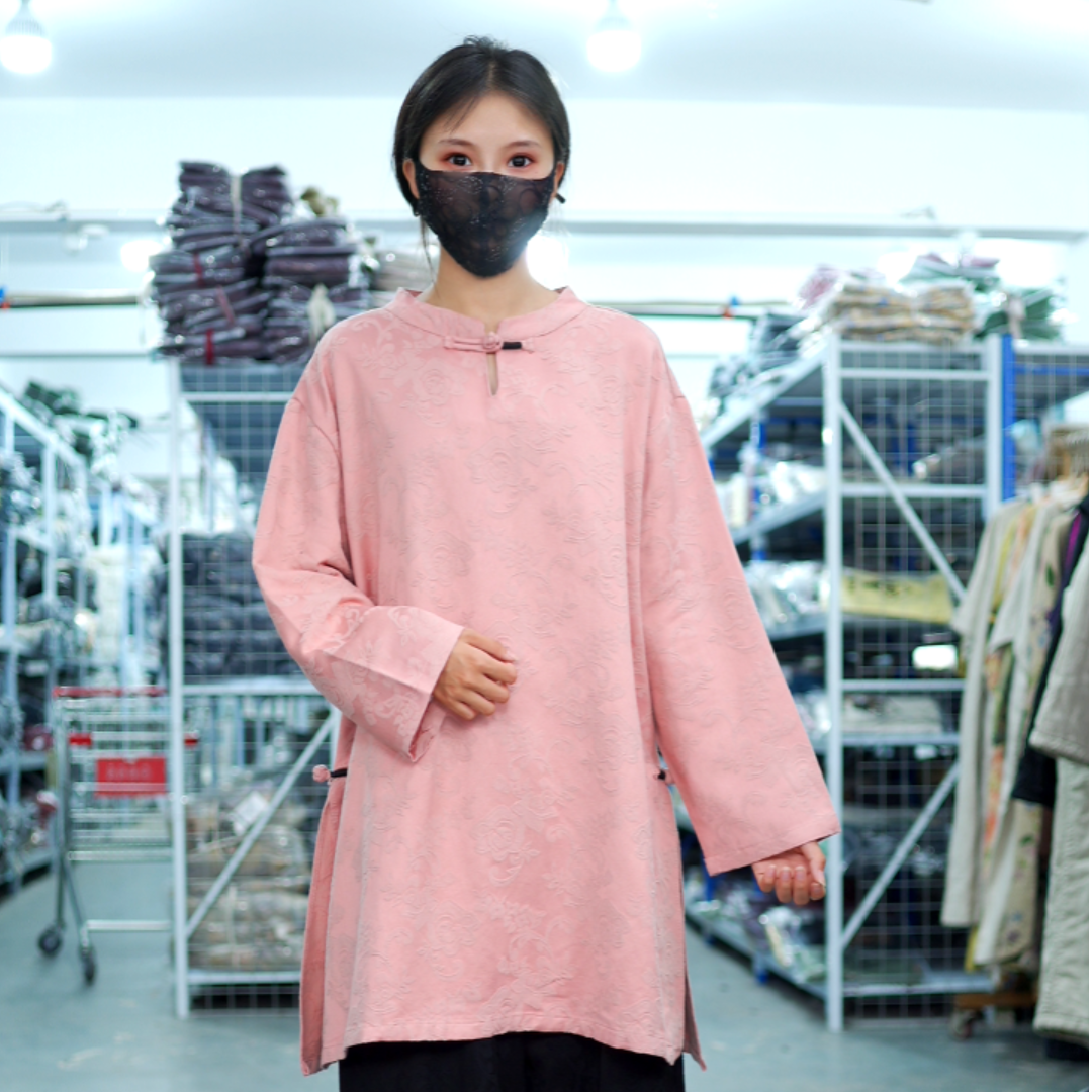 花璟与麻原创设计款复古国风一粒扣上衣（衣长79胸围126)