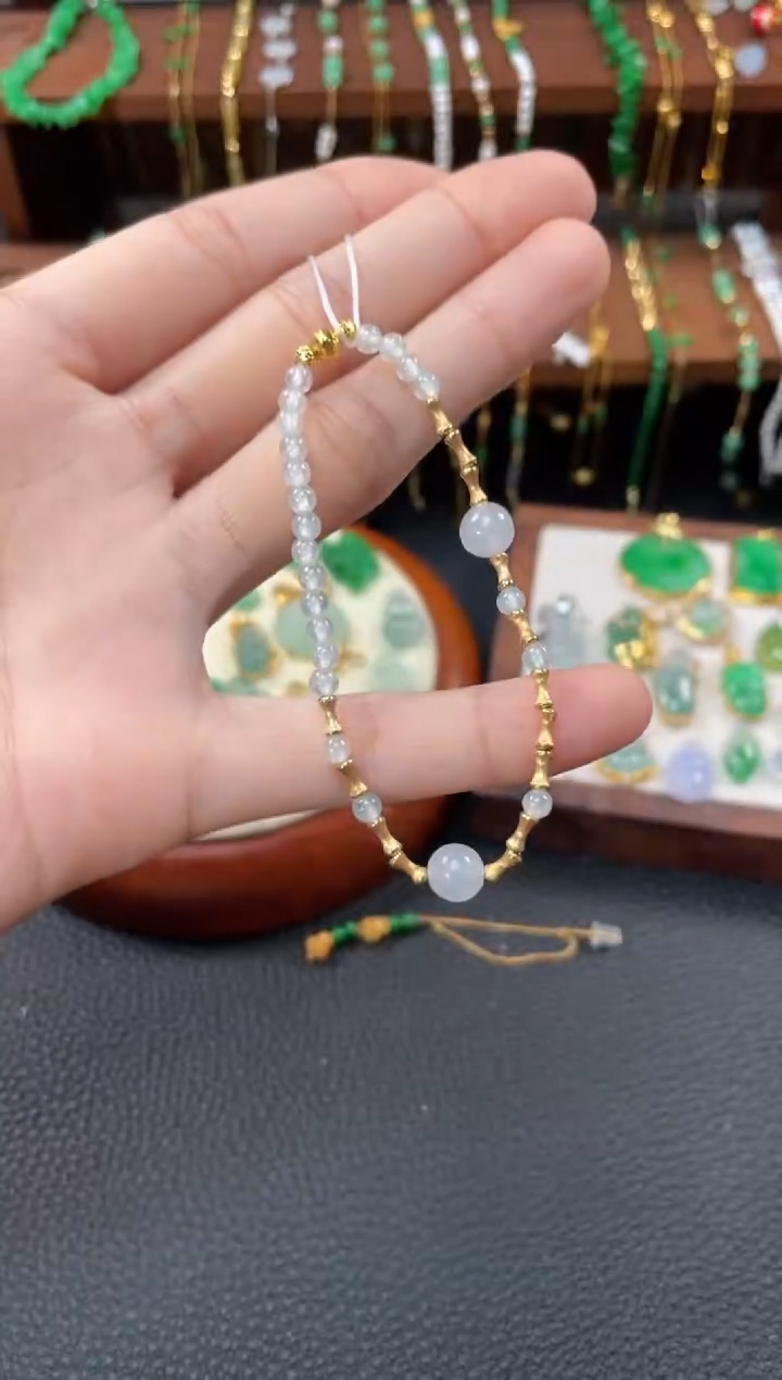 【闪购商品】翡翠套链18K金镶嵌一个   JK476