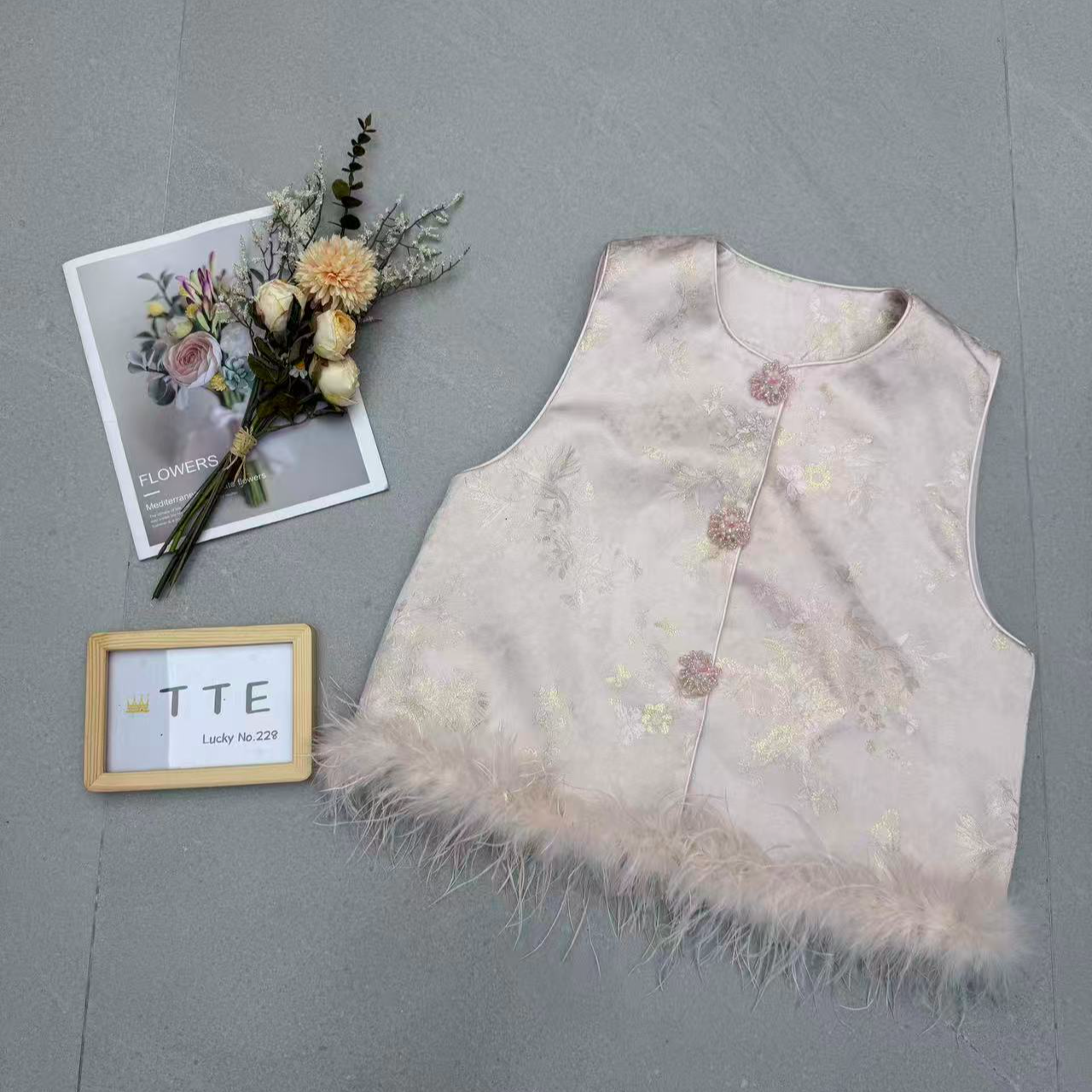 【TTE严选】2025冬装粉色拼毛高品质国风马夹（1224-04）