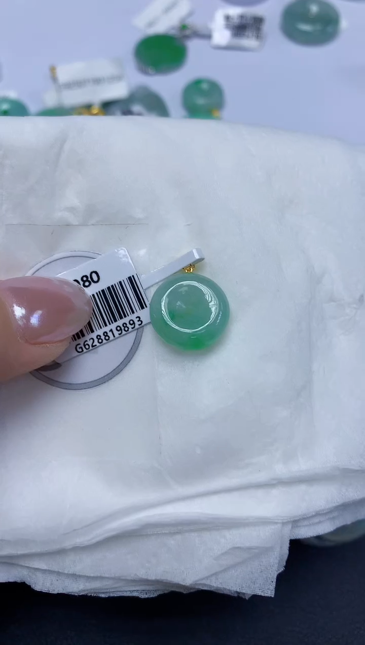 翡翠18K金镶嵌颈饰天然缅甸翡翠A货百元以上9元证书费自理