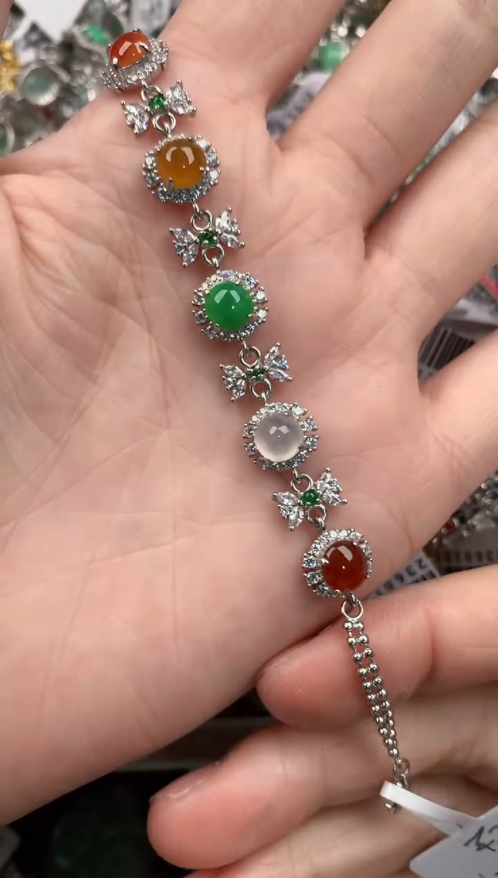 银S925镶嵌戒指翡翠66---9