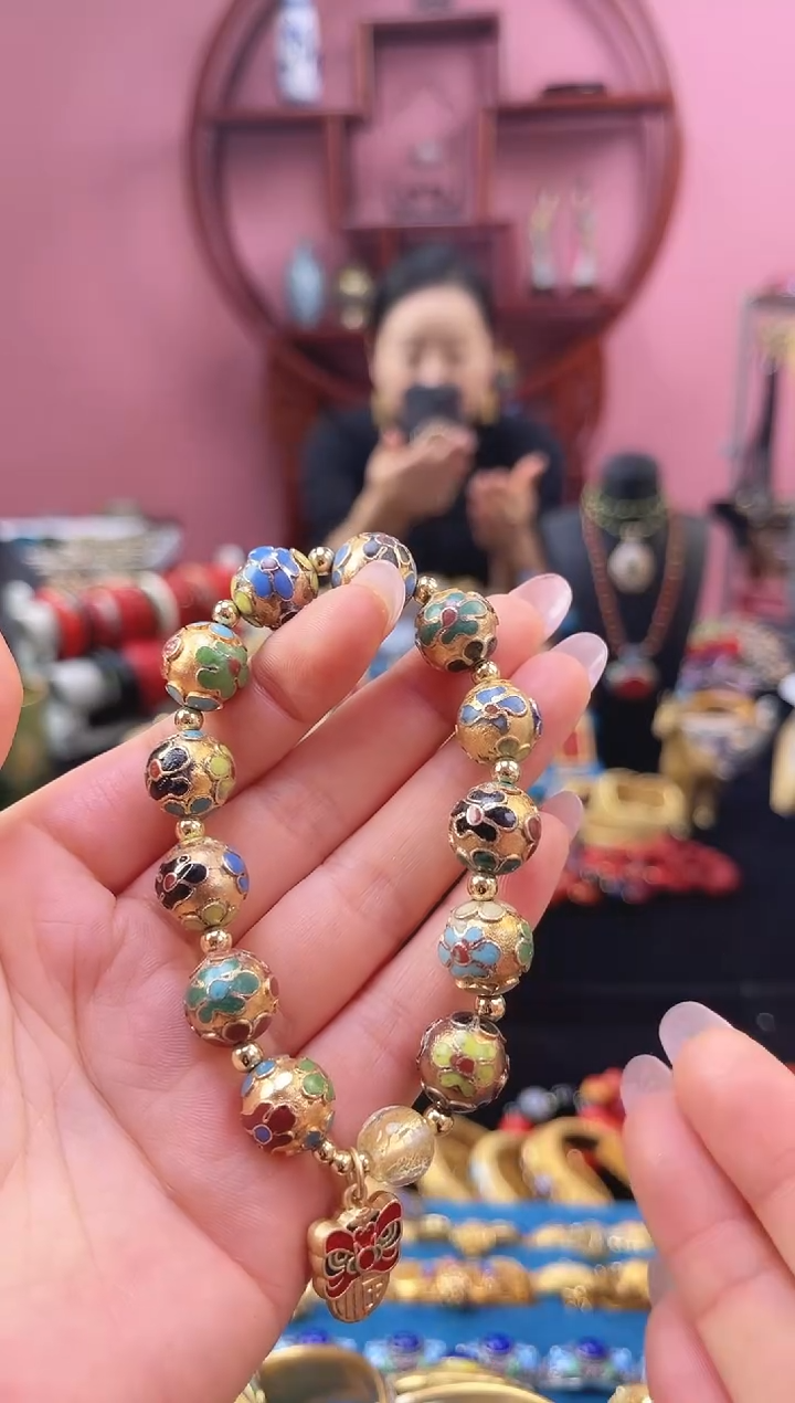 非遗 景泰蓝金地手串 工美1.2
