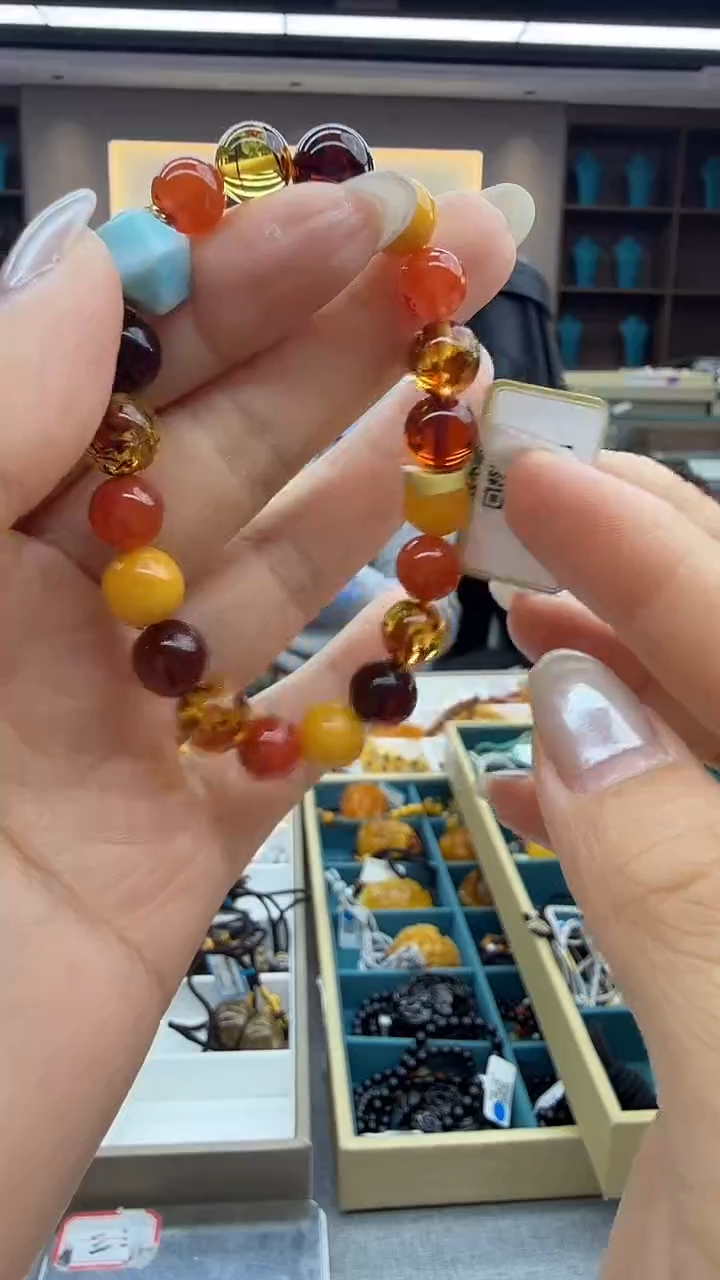 手链琥珀未镶嵌92秒拍号 假一罚三 