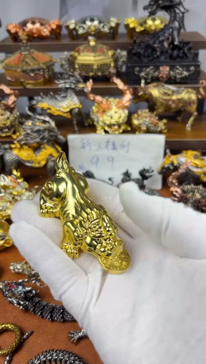 大号咬钱貔貅黄铜摆件实心