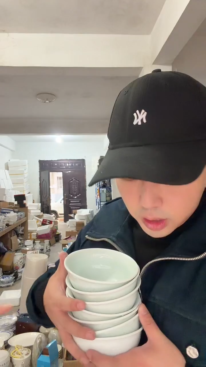 高温陶瓷福字雕刻米饭碗6个装