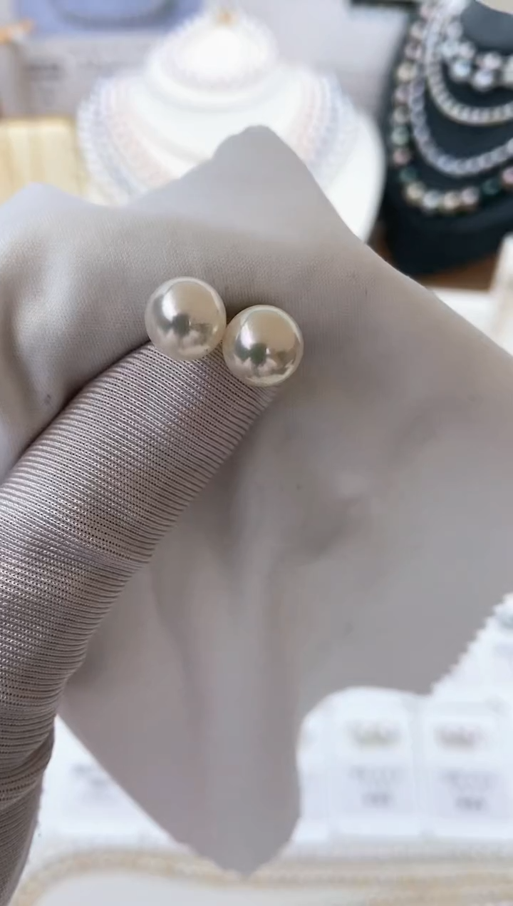 【闪购商品】海水珍珠耳饰18K金镶嵌特选福利8.5-9mm不退不换