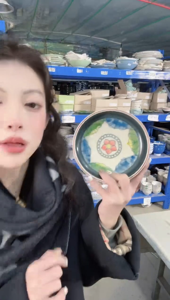 陶瓷【两支】日本进口有田烧手绘梦莲钵15.5cm