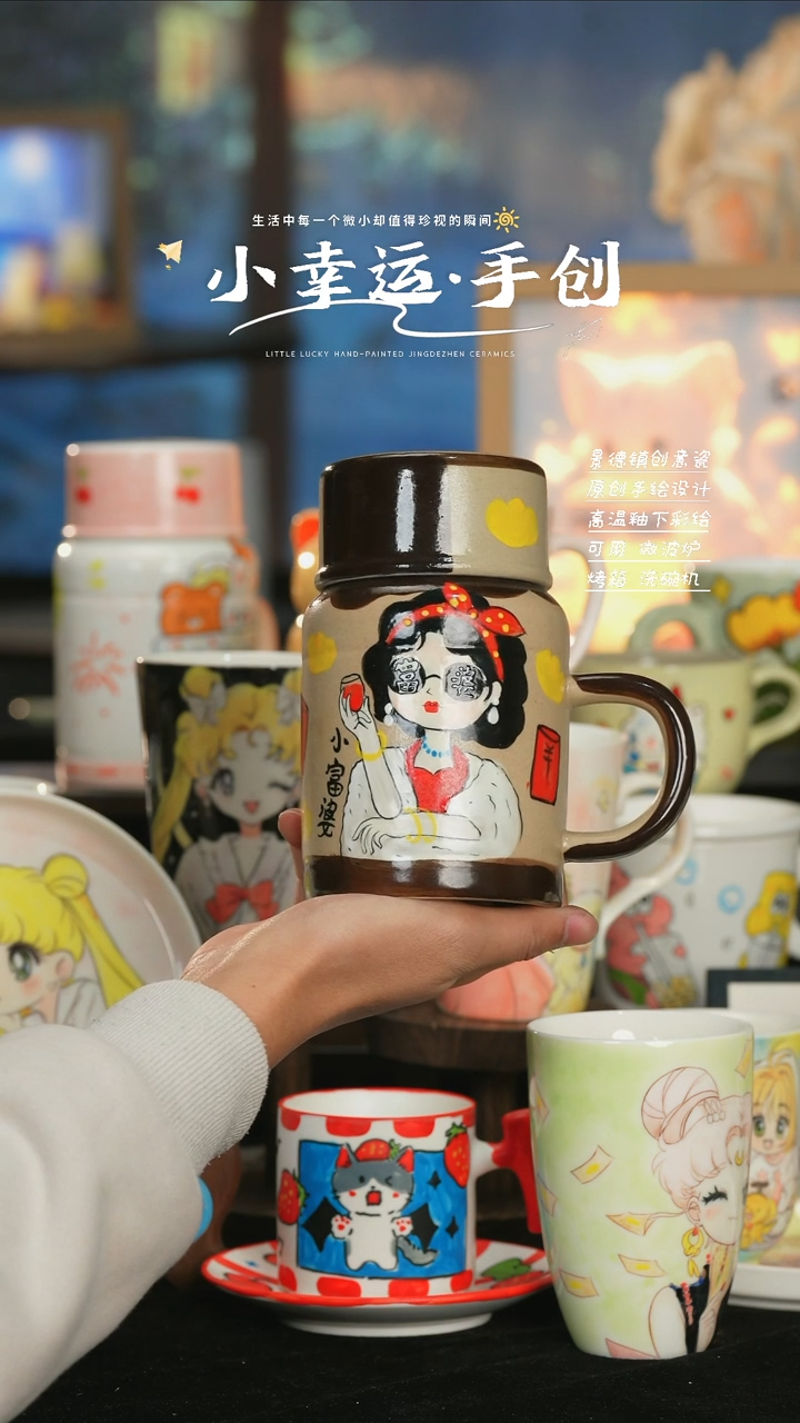 【闪购商品】小幸运纯手工手绘陶瓷