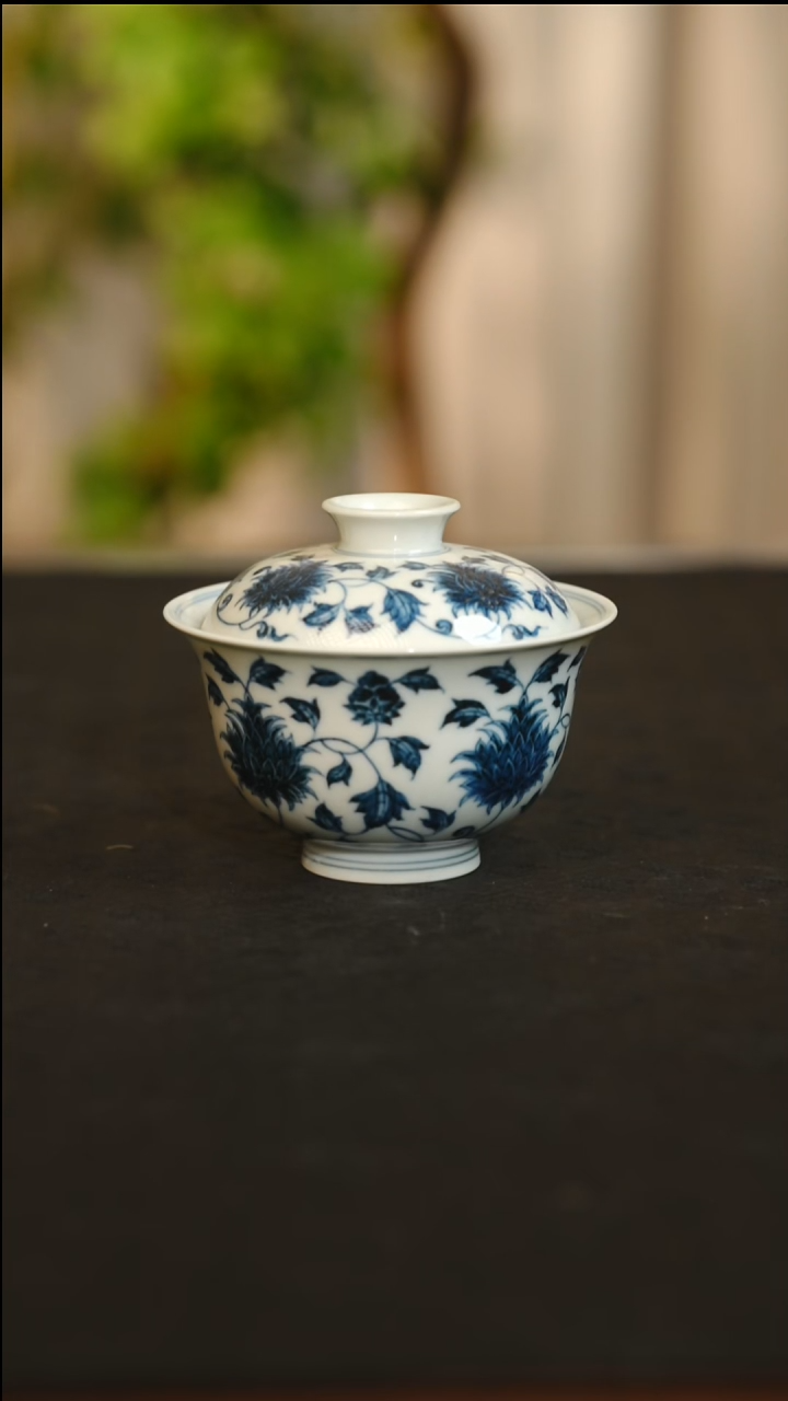 盖碗瓷刺球花盖碗100cc