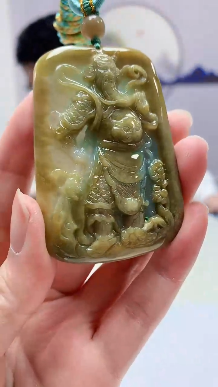 【闪购商品】定制翡翠未镶嵌5028zm-毛货挂件关公43