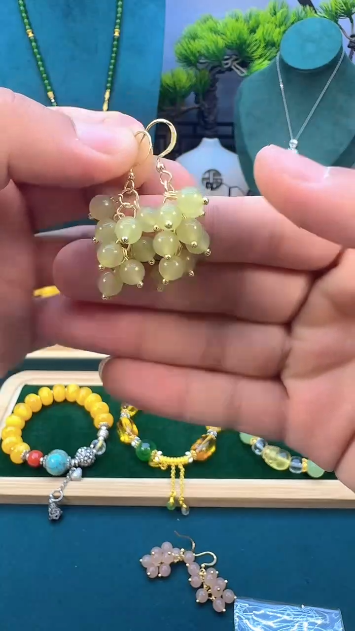 和田玉14K金镶嵌耳饰E76