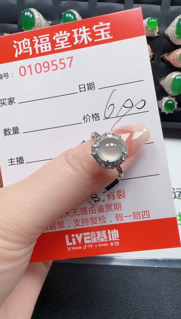 【闪购商品】翡翠戒指银S925镶嵌9557