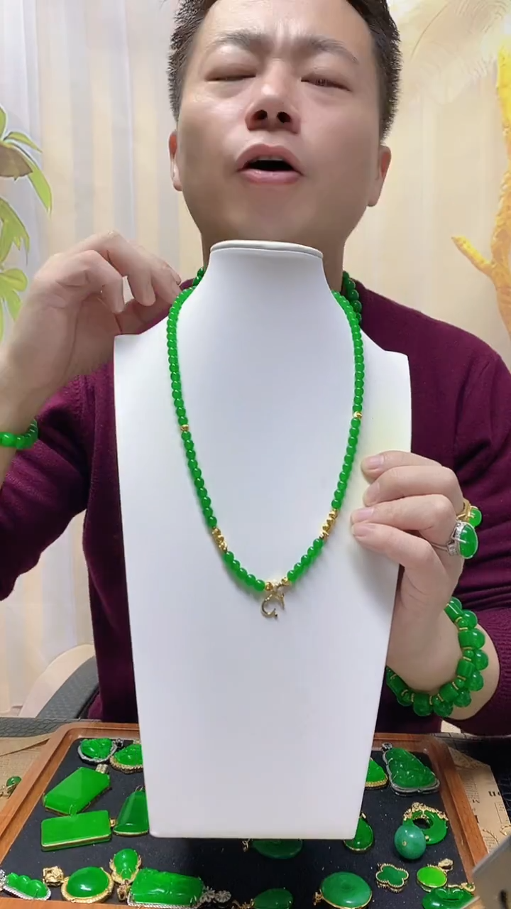 未镶嵌手链石英质玉翠绿色项链