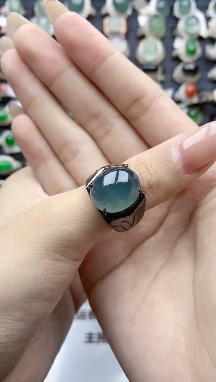【闪购商品】翡翠戒指银S925镶嵌天然A货翡翠