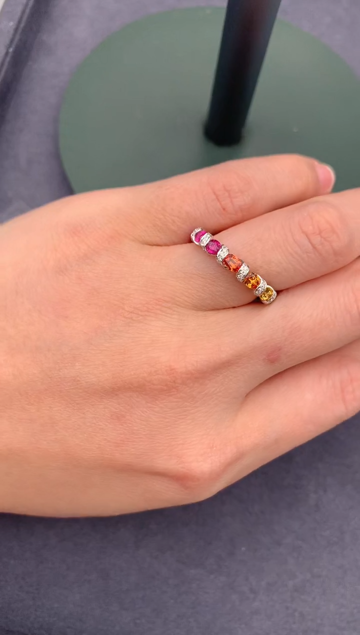 【闪购商品】彩色蓝宝石戒指18K金镶嵌2.7ct彩蓝宝戒指