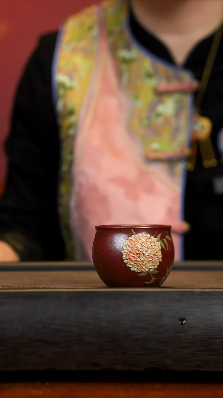 【闪购商品】紫砂茶壶柴烧绣球花杯