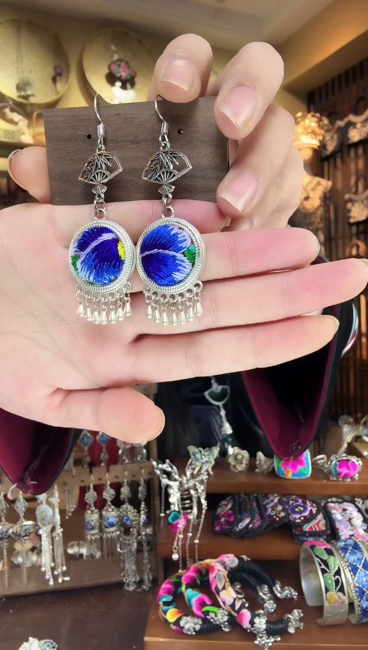 刺绣非遗刺绣民族风耳环