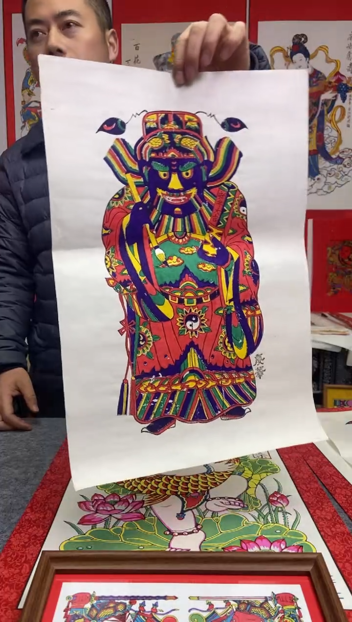 一****）钟馗全身像画心手工制作精品