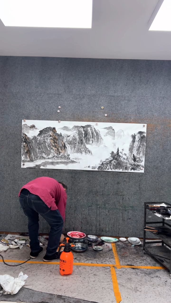 纸本国画定制 同款 山水 180X70cm