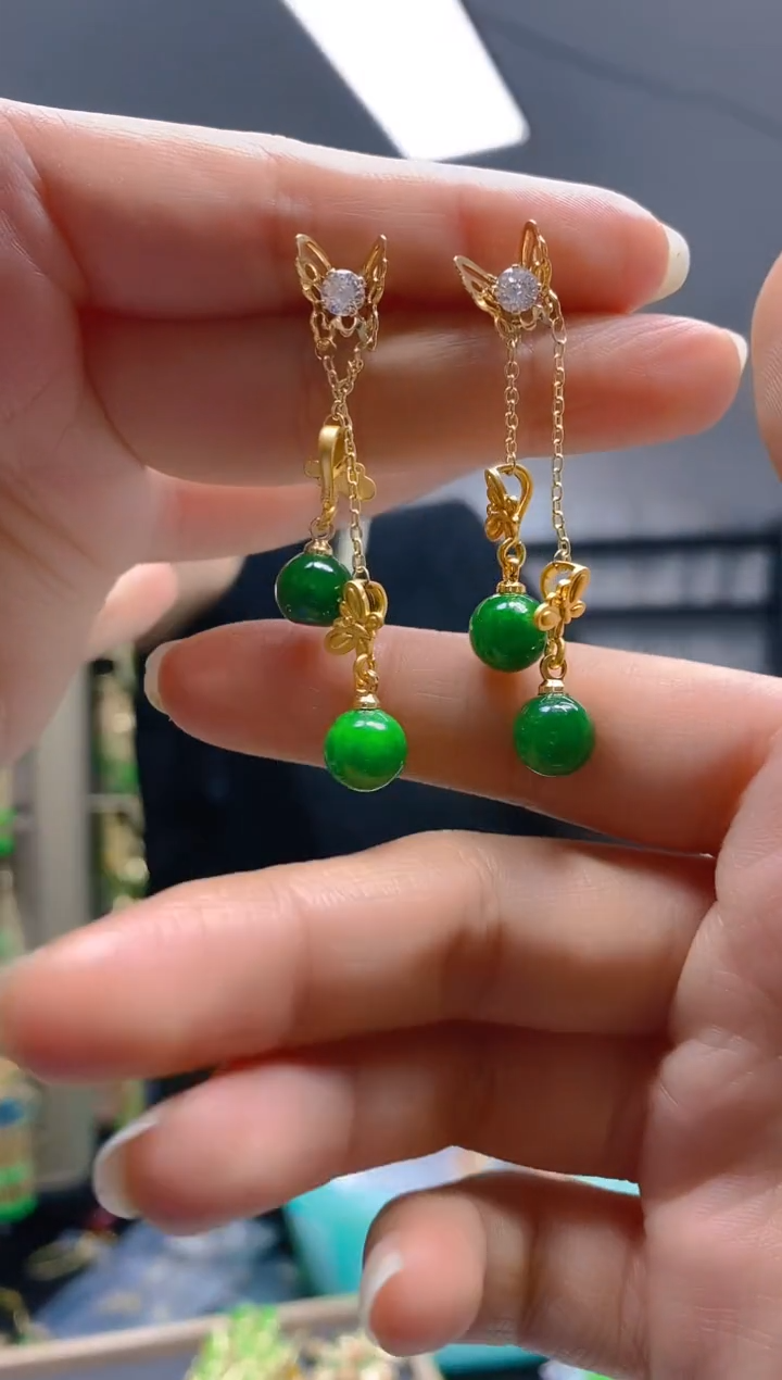 【闪购商品】翡翠耳饰合金0435翡翠耳钉