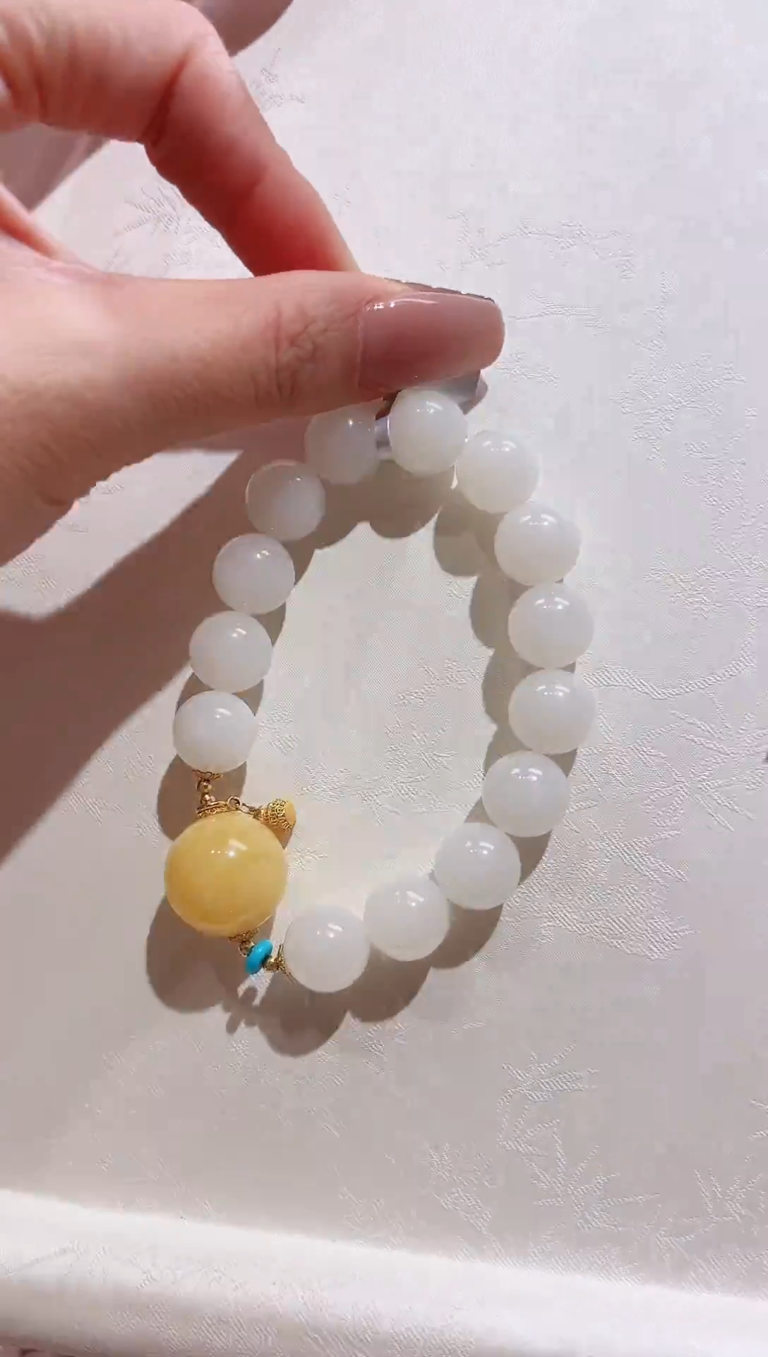 18K金镶嵌手串和田玉设计款手串12+17.3