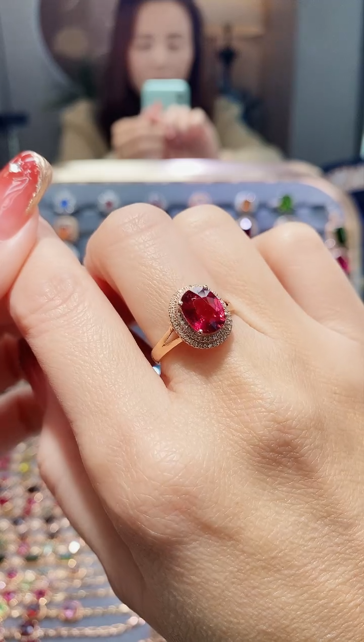 【闪购商品】碧玺戒指18K金镶嵌2.02.