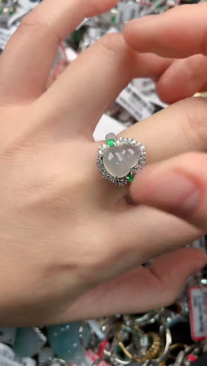 银S925镶嵌戒指翡翠7            3