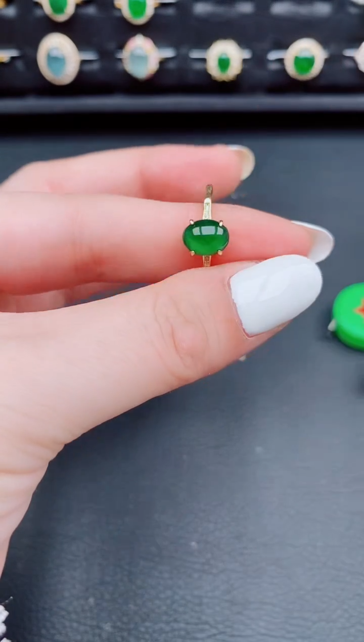 【闪购商品】翡翠戒指银S925镶嵌天然a货翡翠165