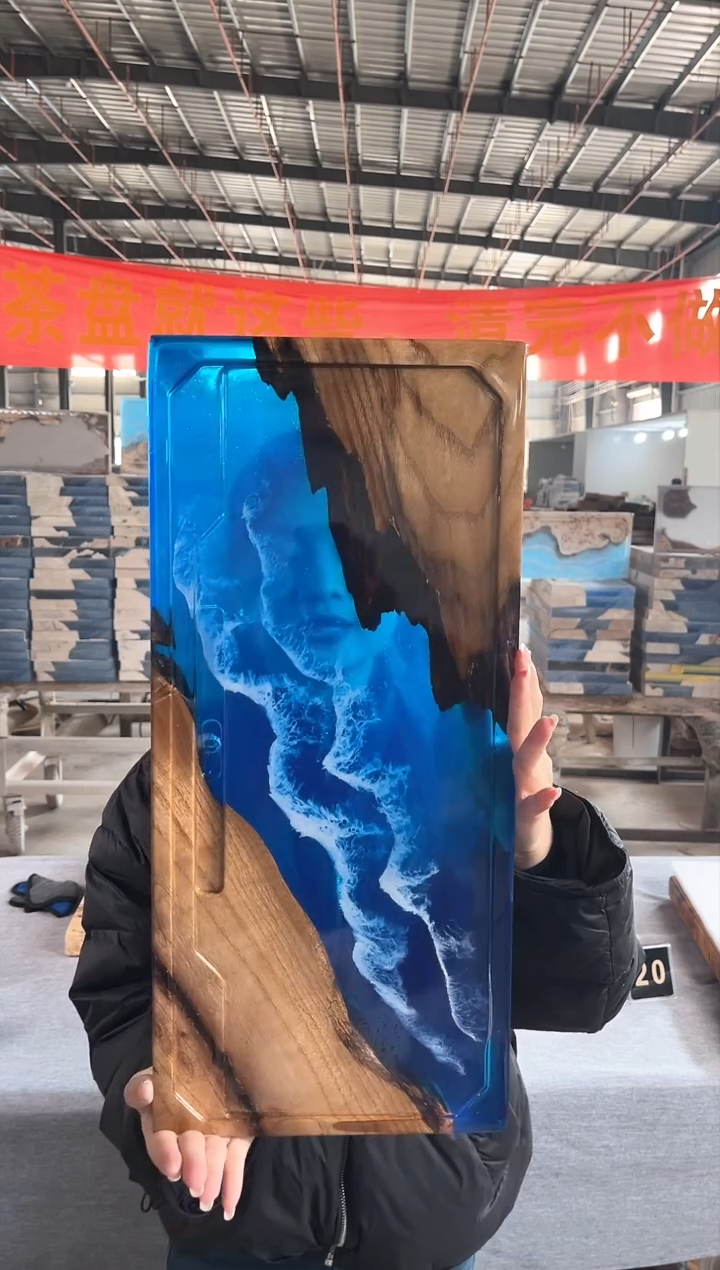 【闪购商品】55*25云樟木树脂实木茶盘简约现代风