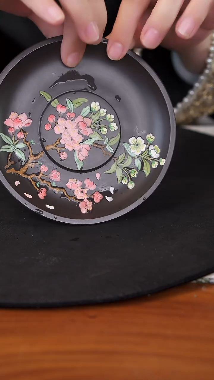 茶壶紫砂黑料梅花壶承